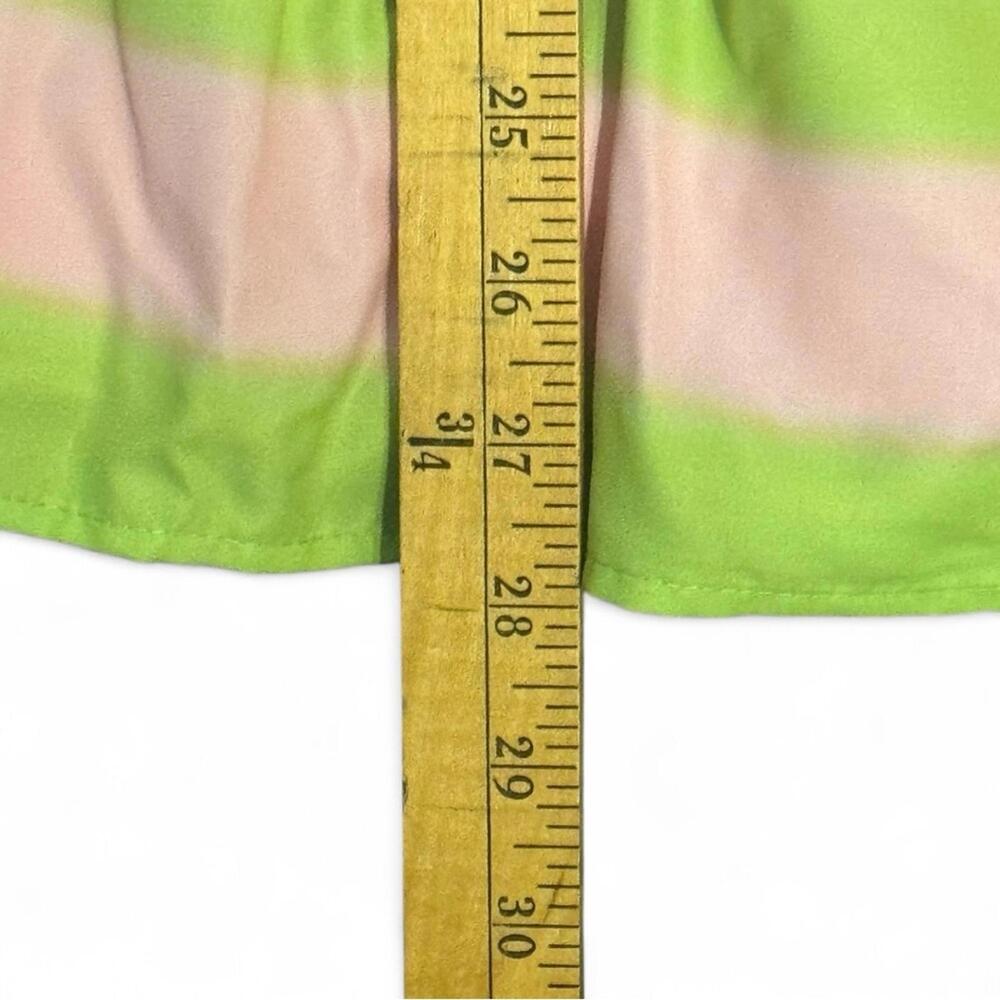Tiered Halter Mini Dress Green Pink Striped Cutout Size M Main Strip Resort - Picture 8 of 9